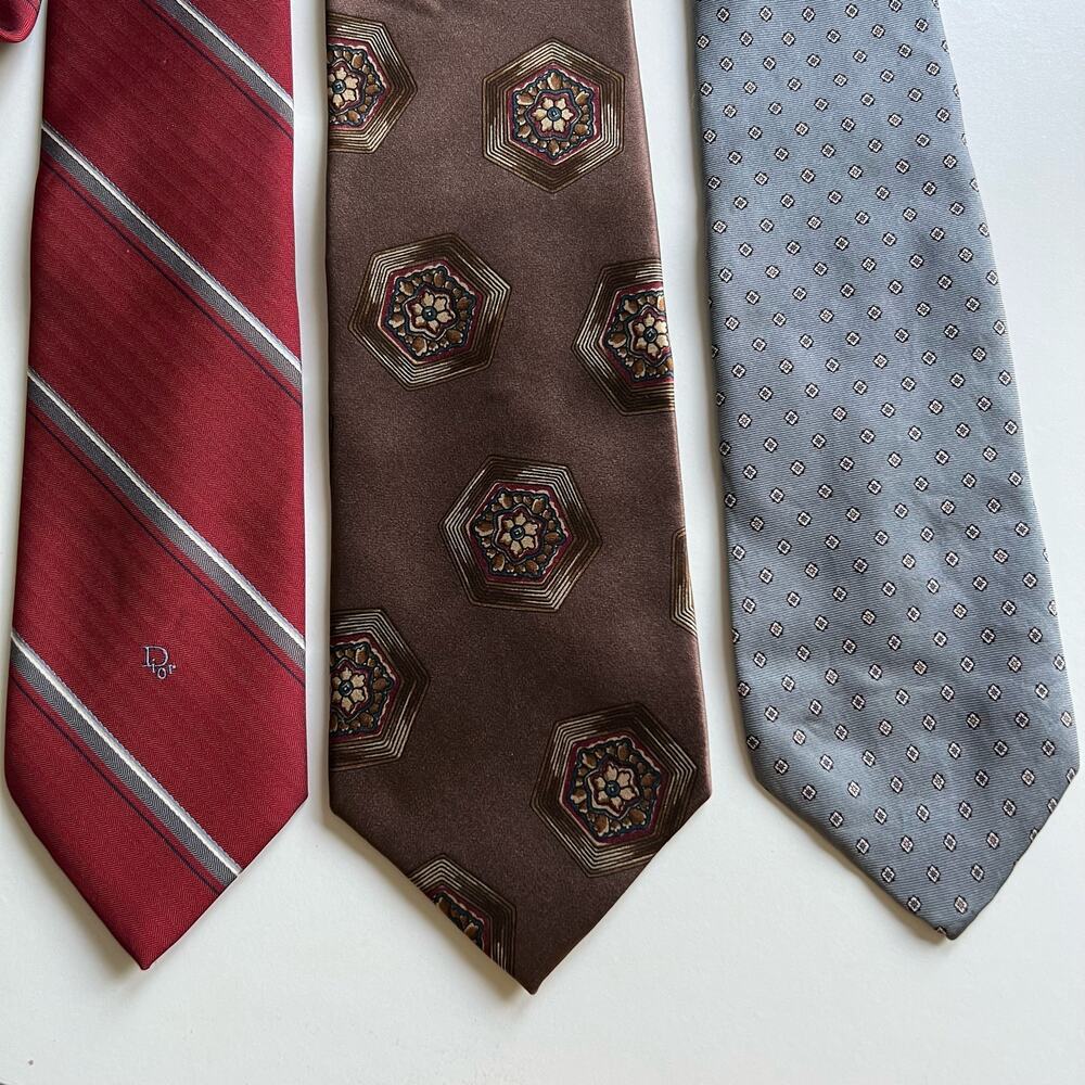 Vintage Christian Dior ties - 2 silk and 1 poly/silk